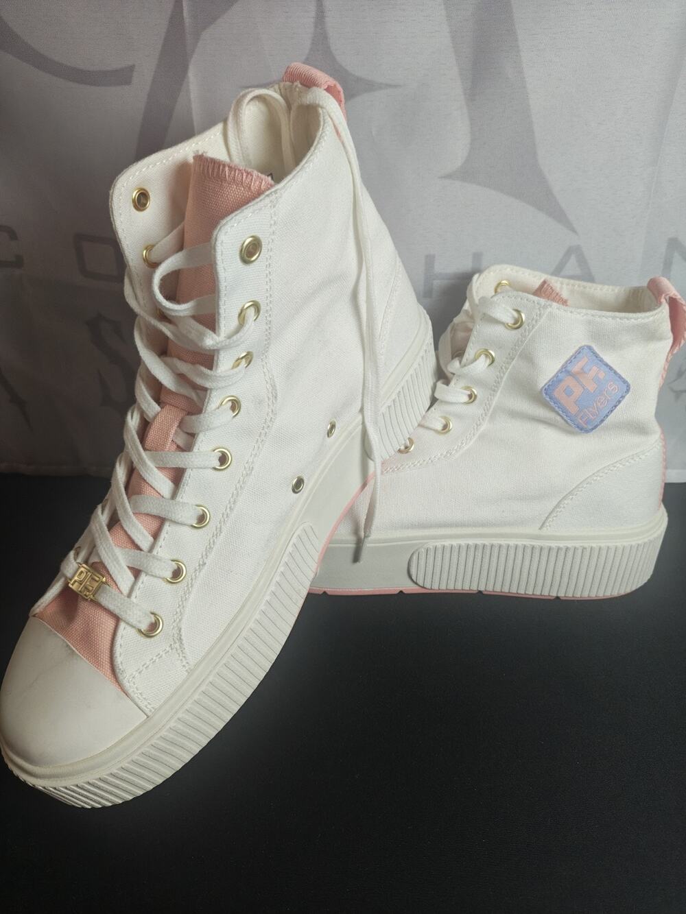 PF FLYERS Womens 9 Men's 7.5 Allston Hi Top Platform Canvas Sneakers New
